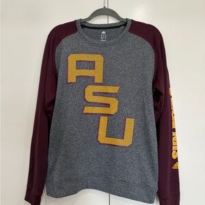 ASU Arizona State University Adidas Gray & Maroon Raglan Crewneck Sweatshirt